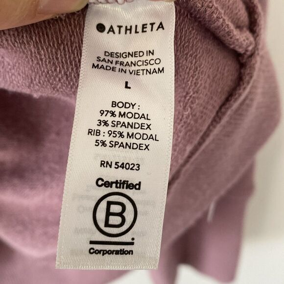 Athleta Mindset Textured Sweatshirt Sz L Dusty Pink Very Soft Modal Worm Quality - Picture 7 of 12
